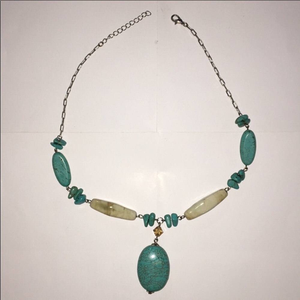 Silver chain Turquoise Stone Necklace